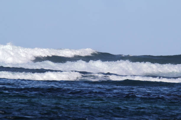 Seascape with multiple waves breaking in the ocean