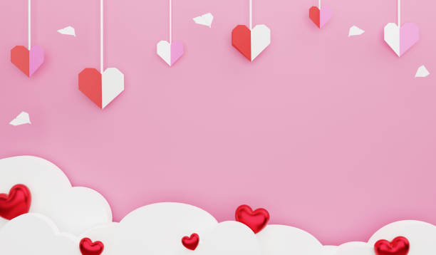 istock Valentine wallpaper papercut style, 3D render Valentine concept and copy space on pink background 2153323149