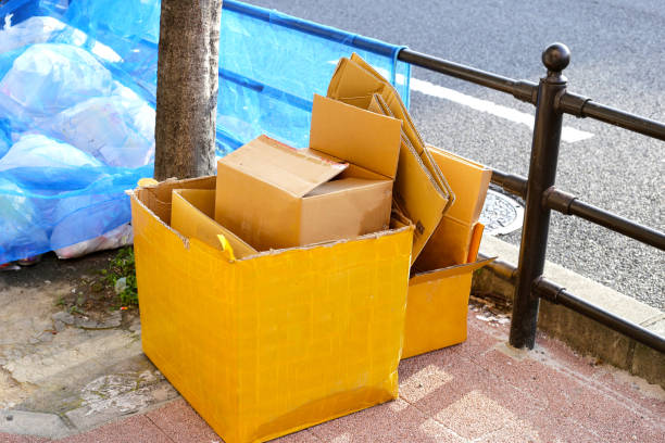 istock Used cardboard box on the floor 2153323308