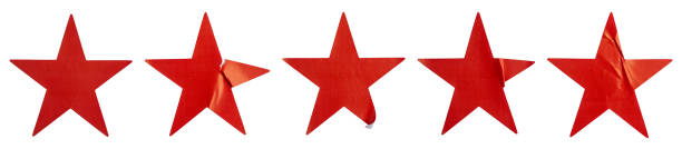 istock A set of red star shape paper sticker label isolated on white background. 2153327843