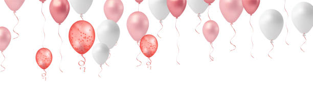 istock Balloons header background. Party card with colourful balloons. Balloon background 2153328278