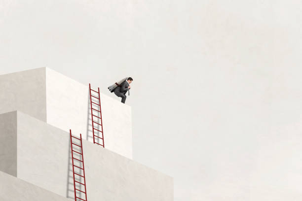 istock Man With Rocket Strapped To His Back Ready For Take Off 2153328922