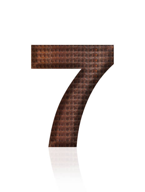 istock Isolated shot of three-dimensional rusty rebar number 7 on white background 2153329985