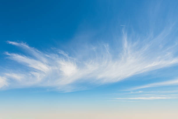 Blue sky background and white Cirrus clouds soft focus