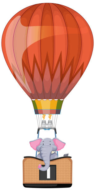 istock Vector illustration of an elephant in a hot air balloon 2153332958