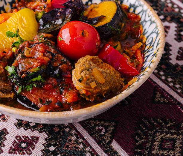 Traditional uzbek stewed vegetables dish