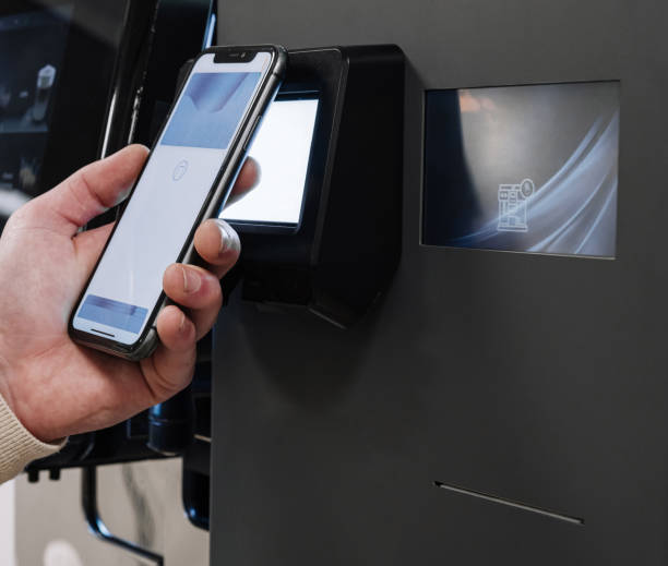 istock Mobile payment at a contactless terminal 2153335595