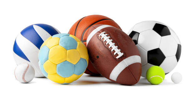 istock Assorted sports equipment isolated on white background 2153336166