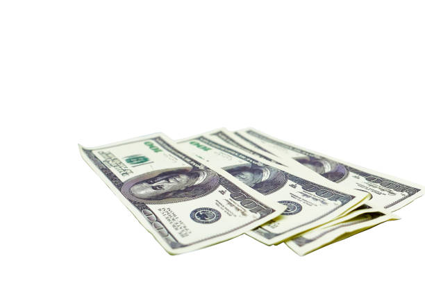 istock Greenish dollar bills, american money isolated on white 2153336394