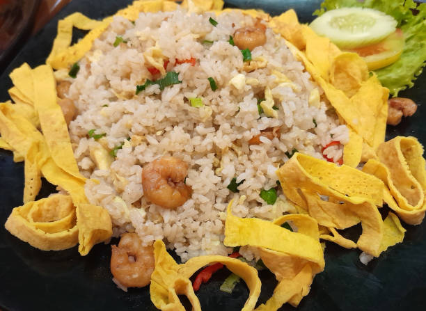 istock Fried Rice with prawns or Nasi Goreng Udang and omelette. 2153346294