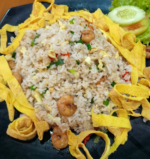 istock Fried Rice with prawns or Nasi Goreng Udang and omelette. 2153346305