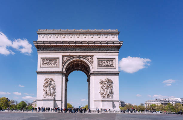 istock Arc De Triomphe Under Clear Blue Skies In Paris, France 2153348855