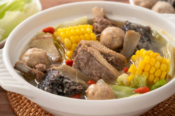 istock Delicious ginger duck hot pot soup with fresh vegetables in Taiwan. 2153349810