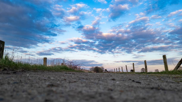 Dramatic Cloudscape from Ground Level Along a Country Road
