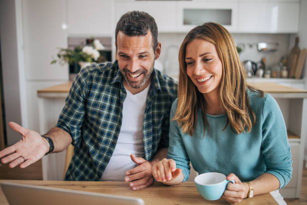 istock Couple making a video call over the laptop. 2153351919