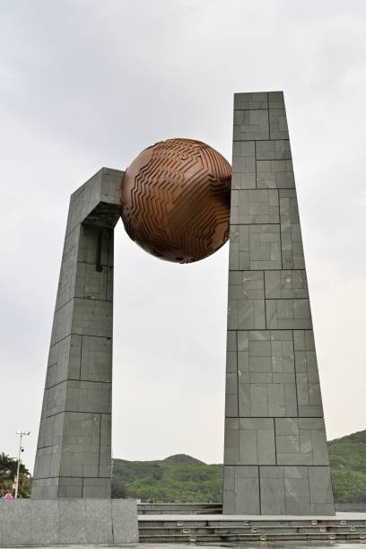 Nanao County,Shantou City,Guangdong Province,China,Tropic of cancer monument.Latitude and longitude are 23°26 '38.45 \