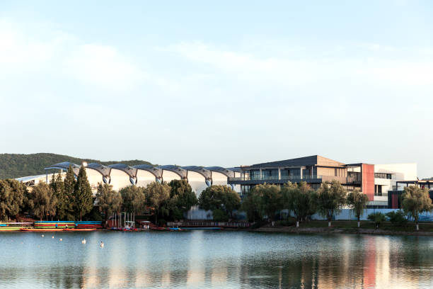 istock Skyline reflected in the lake Buildings facing the lake 2153358060