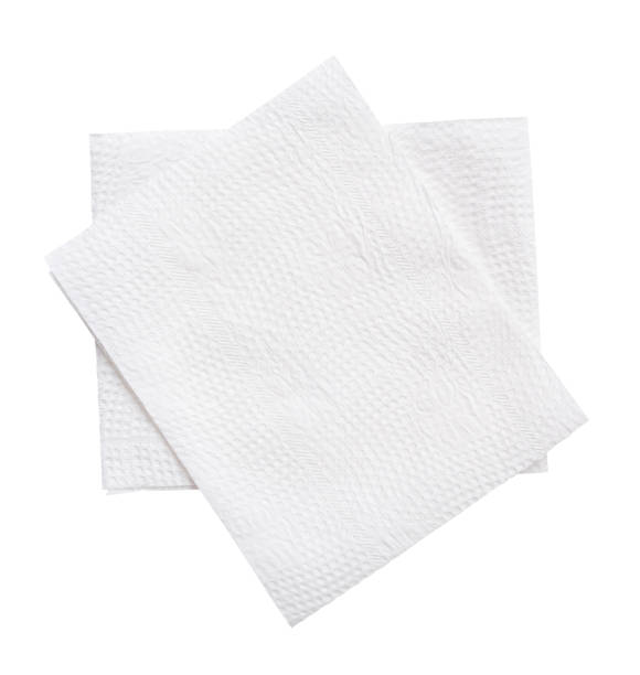 istock Top view of folded tissue paper in stack prepared for use in toilet or restroom isolated on white background with clipping path 2153361504