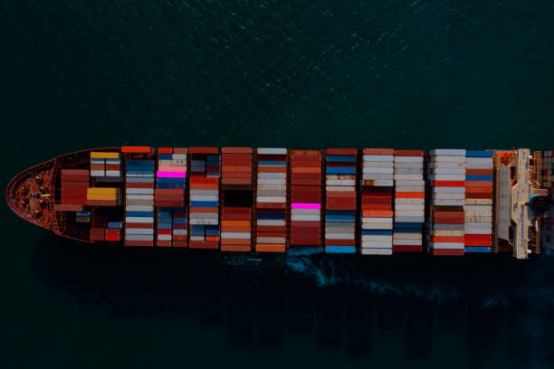 istock Top view of Business trip with ship the partner connection Container Cargo freight ship for Import Export 2153362198