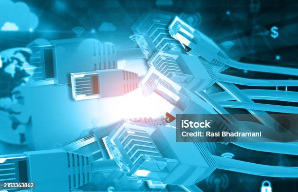 Network Cabling Background Simple Local Area Network Cable On Tech Background Stock Photo - Download ...