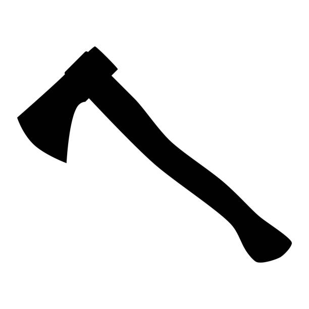 axe silhouette shape, black and white vector illustration, white background