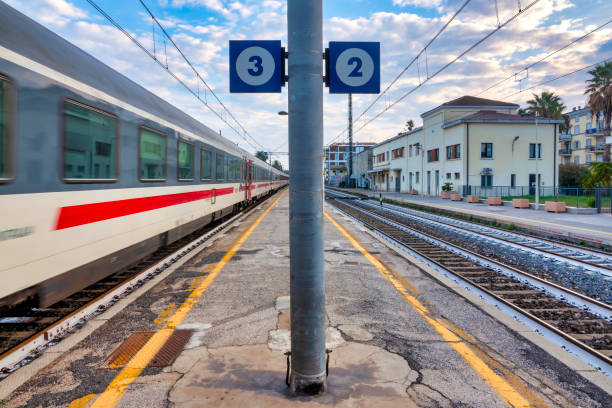Miramare railway station, is a historic station on the line connecting Trieste and Vienna, built in 1857. The train began operating again in spring 2025. Train on the station.