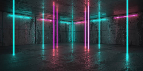 istock Neon and neon beams in the dark room 2153370072