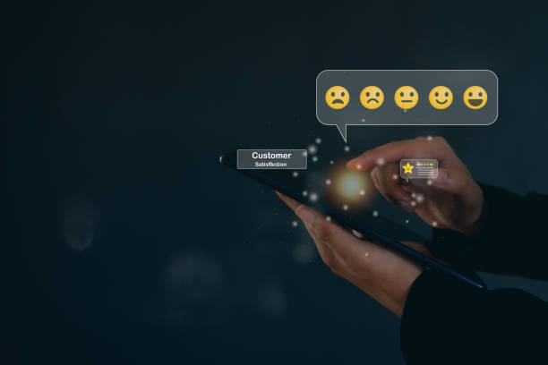 istock User give rating to service excellent experience on smartphone application, Client evaluate quality of service reputation ranking of business. Customer review satisfaction feedback survey concept. 2153372626