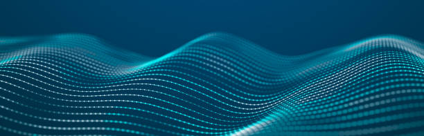 istock Beautiful curved wave on a dark background. Digital technology background. Concept of network. 3D 2153374651