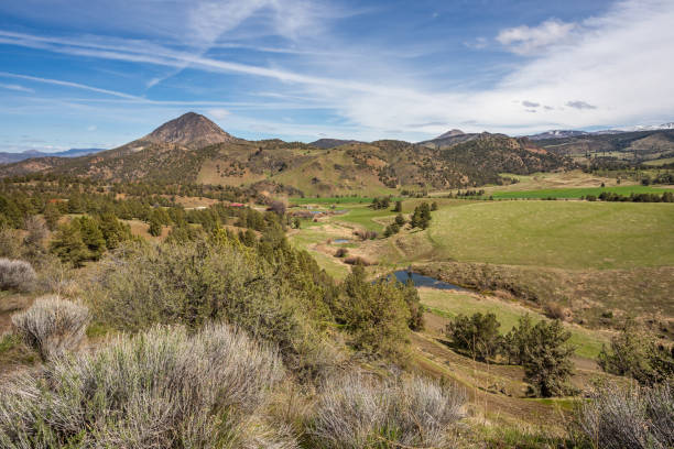 Beautiful landscape typical to Central Oregon in sunny day, view from above