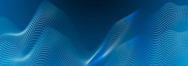 istock Beautiful curved wave on a dark background. Digital technology background. Concept of network. 3D 2153376051