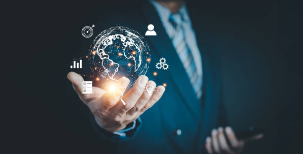 istock Businessman holding global network connection on social networking and customer data analytics, Business strategy and smart intelligence, digital marketing, Technology and global business. 2153379204
