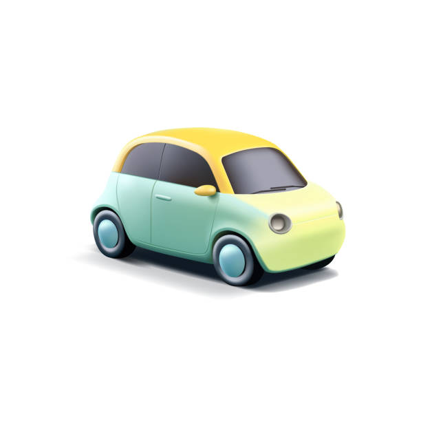 3d městský vůz. realistické malé auto. pro reklamní koncepty dopravních služeb, doručování, pronájmu, prodeje a cestování autem. vektor - hybridní pohon auto na alternativní palivo stock ilustrace