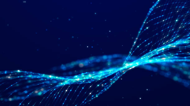 istock Technology background. Data stream. Movement of luminous lines on dark background. 3d 2153381226