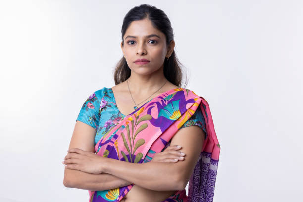 istock Young traditional indian woman against white background 2153385603