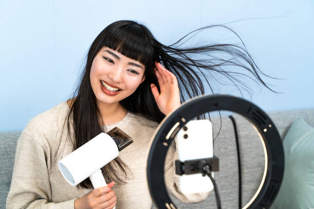 A young woman streaming videos