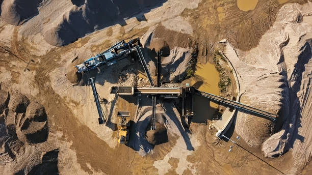 istock Top view of crushed stone quarry machine. 2153390872