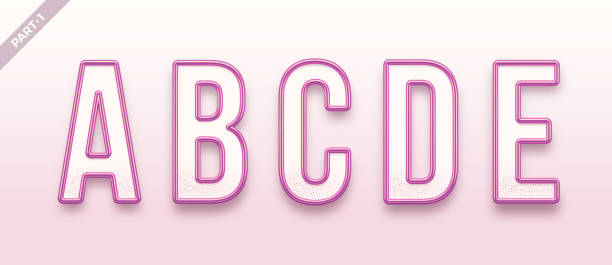 istock Realistic pink metal font. Pink gold ouline font. Metallic 3d typeface. English alphabet. Vector illustration. 2153393278