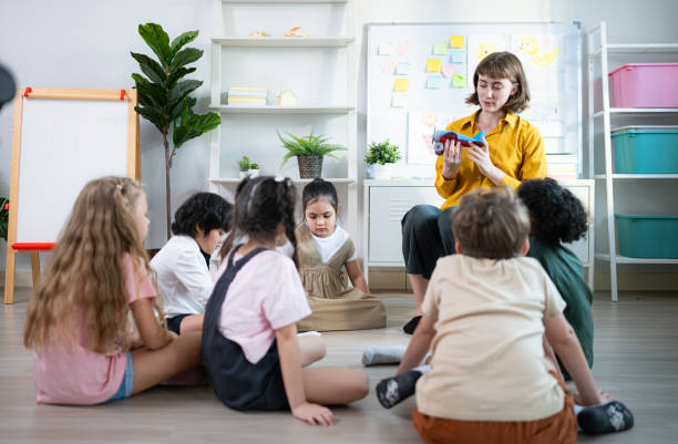 istock Teacher and students, Learn and study about airplanes in a classroom of school where youngsters sit and listen attentively. 2153393718