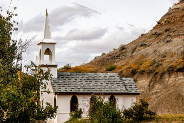 Littlest chapel on the outskirts of town. Drumheller, Alberta, Canada