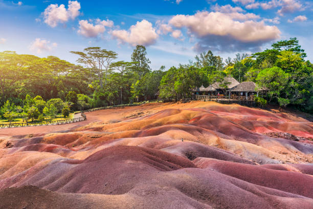 istock Chamarel Seven Colored Earth Geopark in Mauritius Island. Colorful panoramic landscape about this volcanic geological formation Chamarel Seven Colored Earth Geopark in Riviere noire district. 2153399000