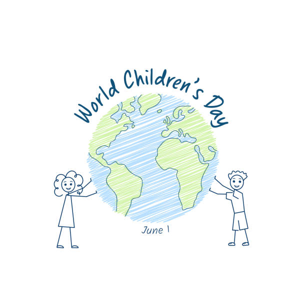 istock World Children's Day banner, two kids holding the Earth, june 1 celebration, vector illustration 2153399160