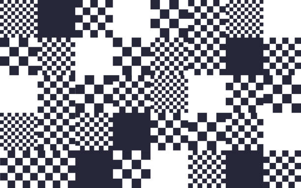 pola latar belakang grid gingham kotak-kotak abstrak - kontras tinggi ilustrasi stok