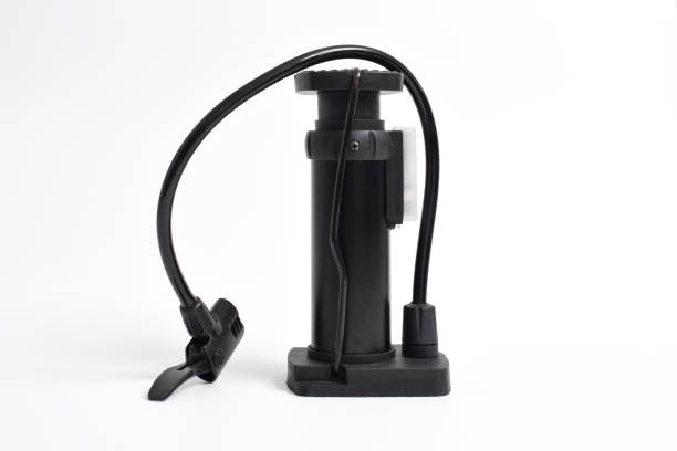 Bicycle pump isolated on white background. Portable air pump