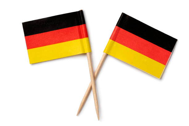 istock Miniature German paper flags close up full frame as background 2153405809