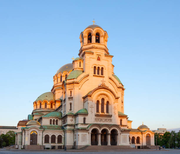 St. Alexander Nevsky Cathedral in Sofia, Bulgaria at sunset.