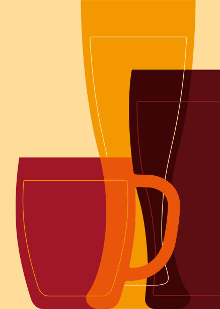 Beer theme background with glasses in retro geometric style. Beer theme background with glasses in retro geometric style. Good for branding, decoration of beer package, cover design, decorative print. Stock illustration 70s theme stock illustrations