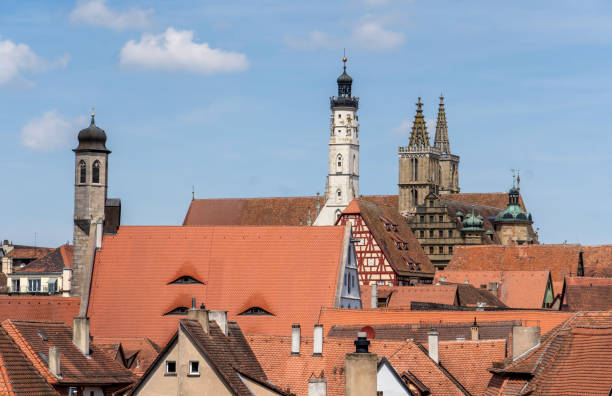 May 2024: Panoramic view of the Medieval town of Rothenburg ob der Tauber, Germany