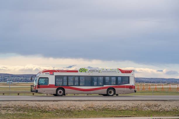 April 28 2024 - Calgary Alberta Canada - Calgary Transit Gas powered Bus