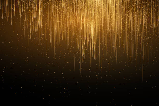 istock Abstract vertical lines of gold, white, red, purple, green light glow on a transparent background. Garlands hang vertically, falling confetti lights, bokeh, sparkles. Christmas magical background. 2153409296